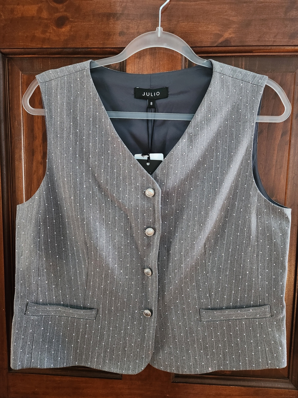 Elegant Woman Dress Vest color Grey with Rhinestones SIZE 8 Brand New